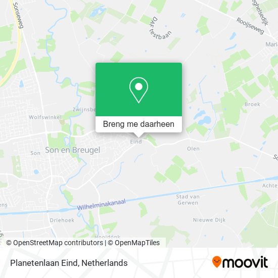 Planetenlaan Eind kaart