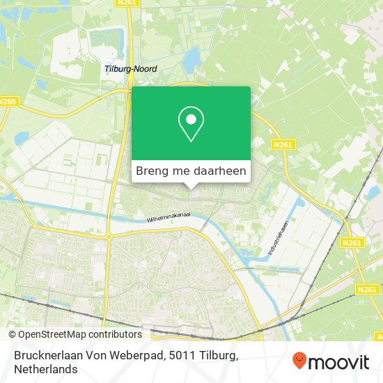 Brucknerlaan Von Weberpad, 5011 Tilburg kaart