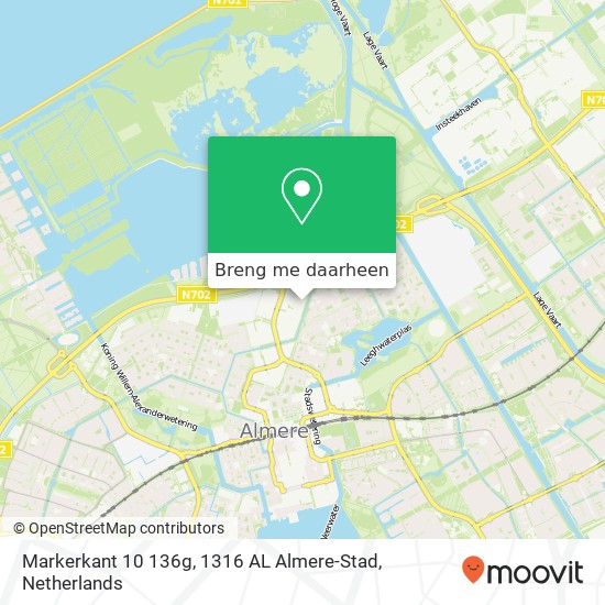 Markerkant 10 136g, 1316 AL Almere-Stad kaart