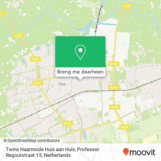 Twins Haarmode Huis aan Huis, Professor Regoutstraat 15 kaart