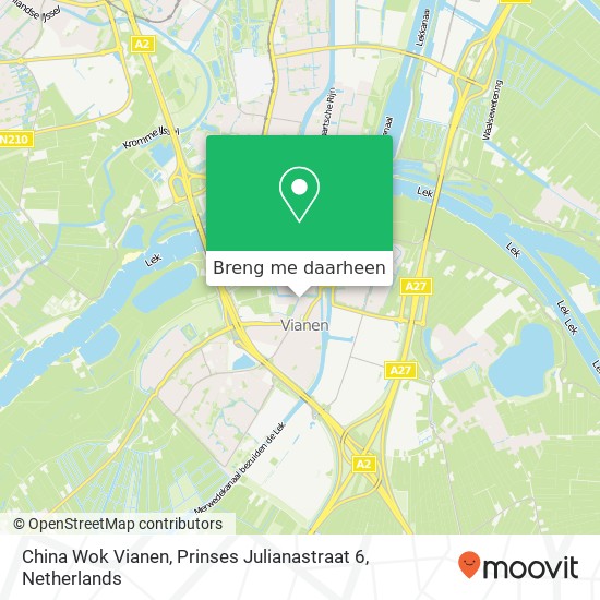 China Wok Vianen, Prinses Julianastraat 6 kaart