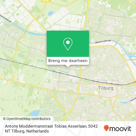 Antony Moddermanstraat Tobias Asserlaan, 5042 NT Tilburg kaart