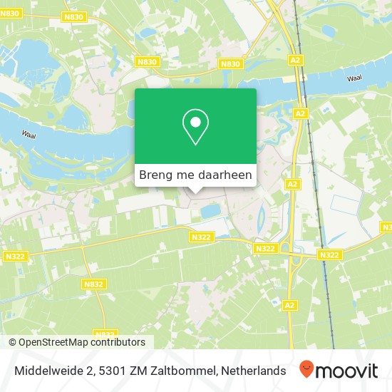 Middelweide 2, 5301 ZM Zaltbommel kaart