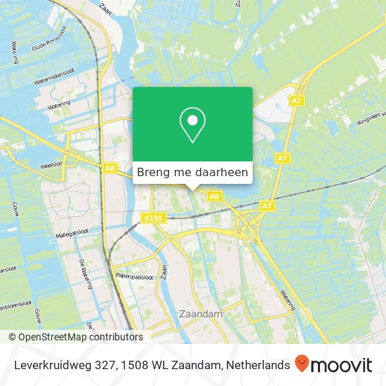 Leverkruidweg 327, 1508 WL Zaandam kaart