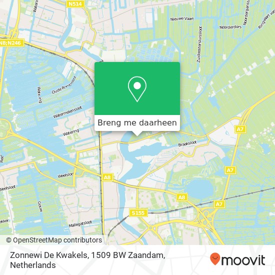 Zonnewi De Kwakels, 1509 BW Zaandam kaart