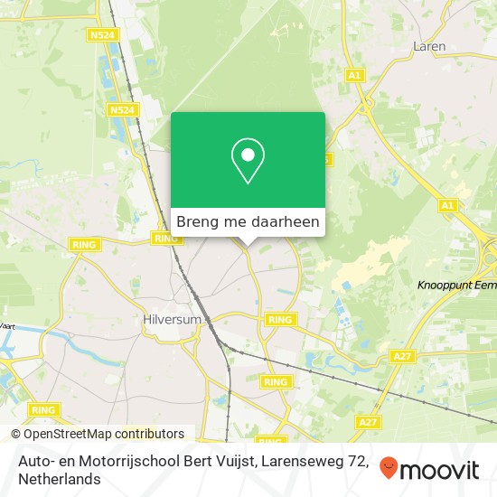 Auto- en Motorrijschool Bert Vuijst, Larenseweg 72 kaart