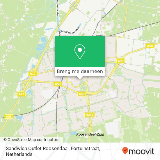 Sandwich Outlet Roosendaal, Fortuinstraat kaart