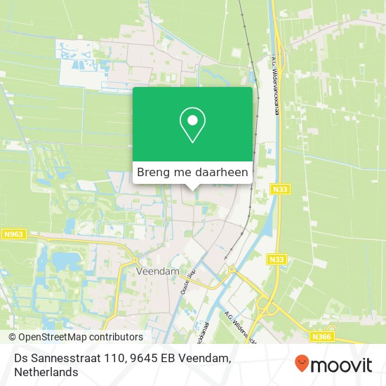 Ds Sannesstraat 110, 9645 EB Veendam kaart