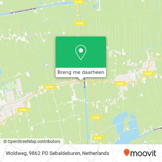 Woldweg, 9862 PD Sebaldeburen kaart