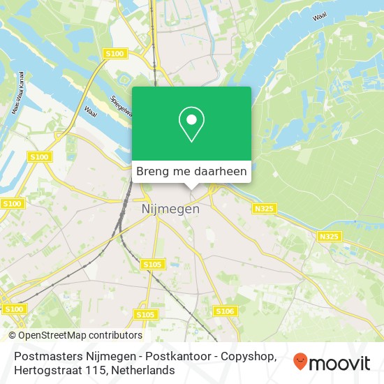 Postmasters Nijmegen - Postkantoor - Copyshop, Hertogstraat 115 kaart