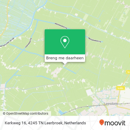 Kerkweg 16, 4245 TN Leerbroek kaart