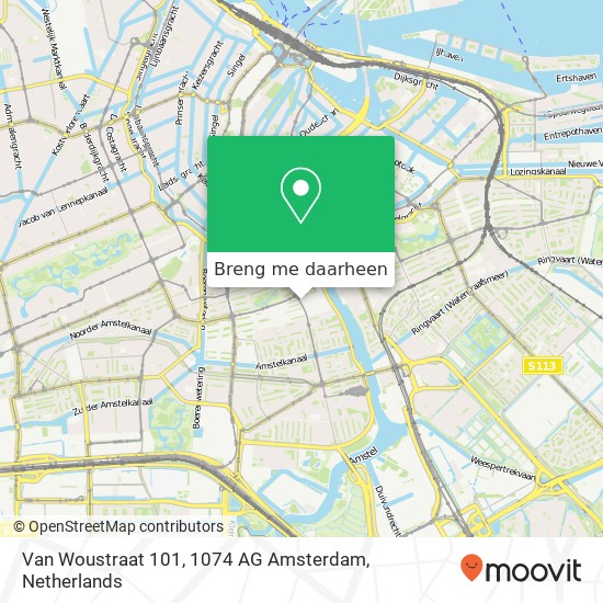 Van Woustraat 101, 1074 AG Amsterdam kaart