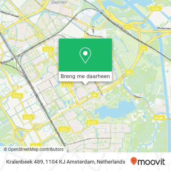 Kralenbeek 489, 1104 KJ Amsterdam kaart