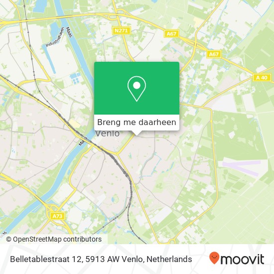 Belletablestraat 12, 5913 AW Venlo kaart