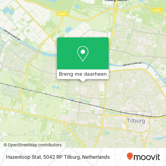 Hazenloop Stat, 5042 RP Tilburg kaart