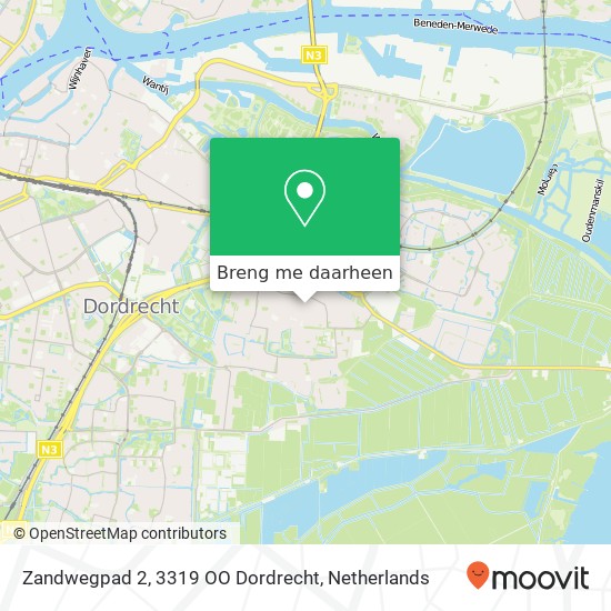 Zandwegpad 2, 3319 OO Dordrecht kaart