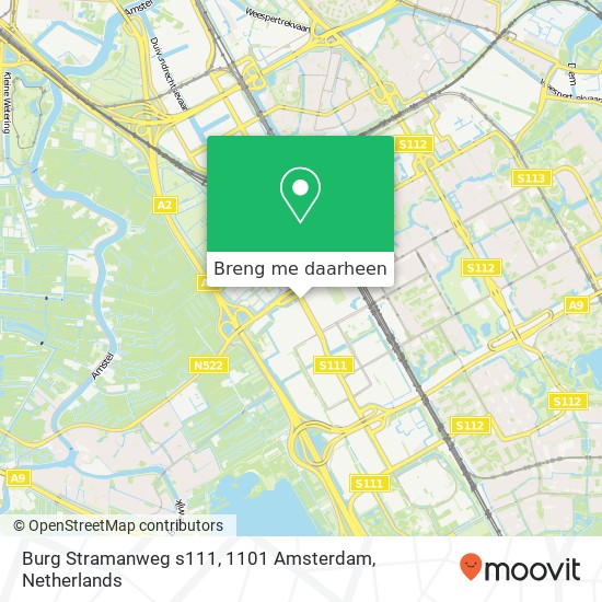 Burg Stramanweg s111, 1101 Amsterdam kaart