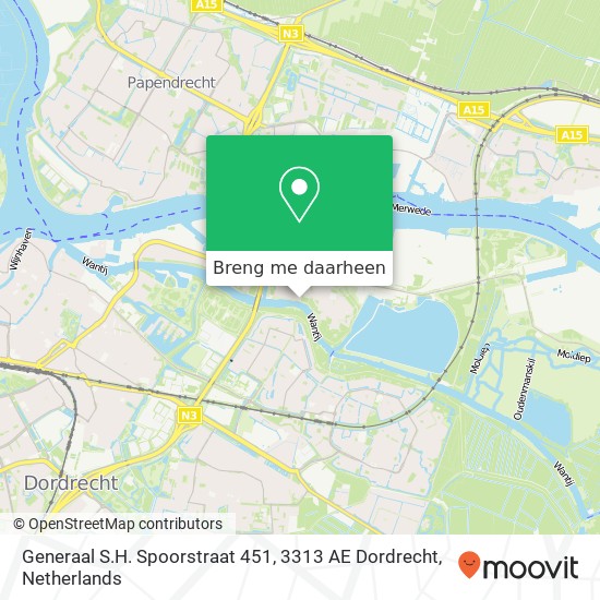 Generaal S.H. Spoorstraat 451, 3313 AE Dordrecht kaart