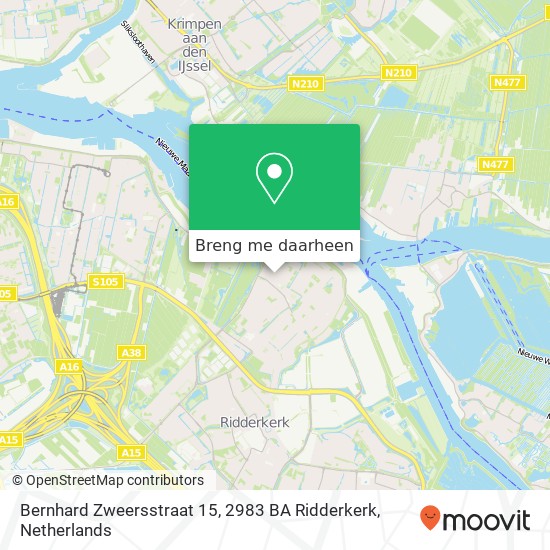 Bernhard Zweersstraat 15, 2983 BA Ridderkerk kaart