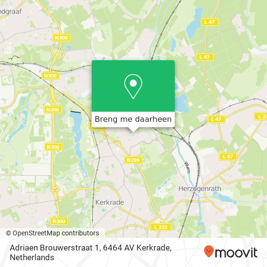 Adriaen Brouwerstraat 1, 6464 AV Kerkrade kaart