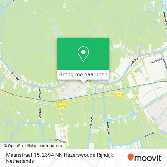 Maanstraat 15, 2394 NN Hazerswoude-Rijndijk kaart