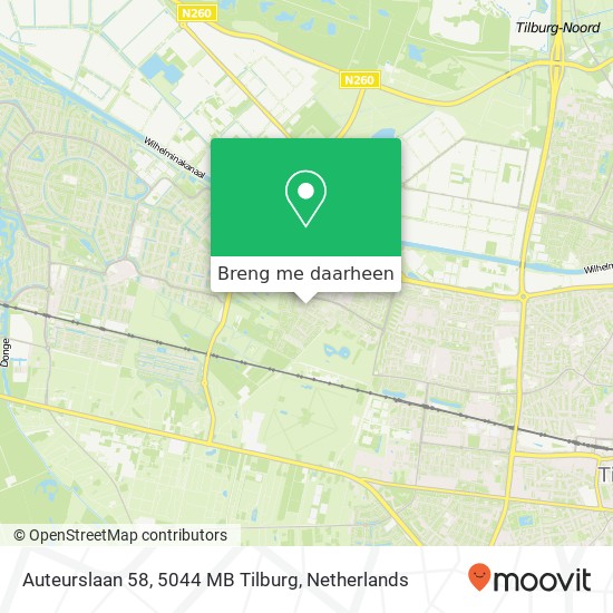 Auteurslaan 58, 5044 MB Tilburg kaart