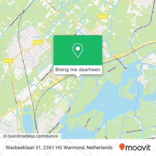 Wasbeeklaan 31, 2361 HG Warmond kaart