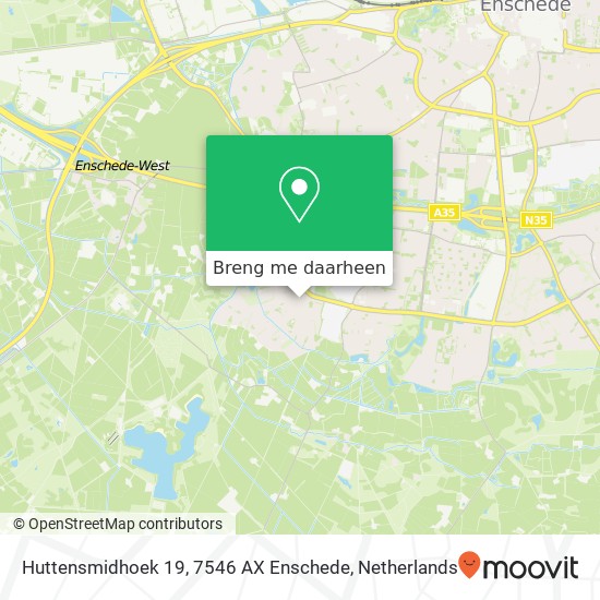 Huttensmidhoek 19, 7546 AX Enschede kaart