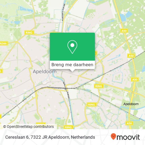 Cereslaan 6, 7322 JR Apeldoorn kaart