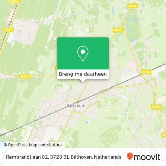 Rembrandtlaan 82, 3723 BL Bilthoven kaart