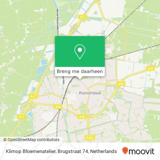 Klimop Bloemenatelier, Brugstraat 74 kaart