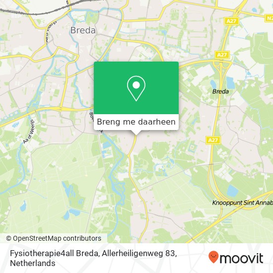 Fysiotherapie4all Breda, Allerheiligenweg 83 kaart