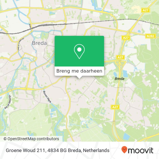 Groene Woud 211, 4834 BG Breda kaart