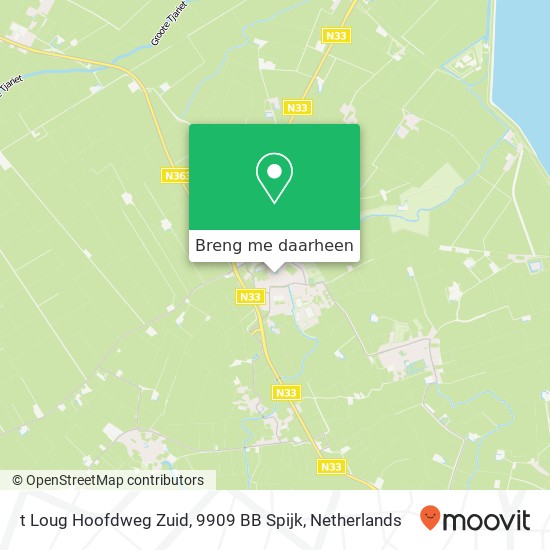 t Loug Hoofdweg Zuid, 9909 BB Spijk kaart