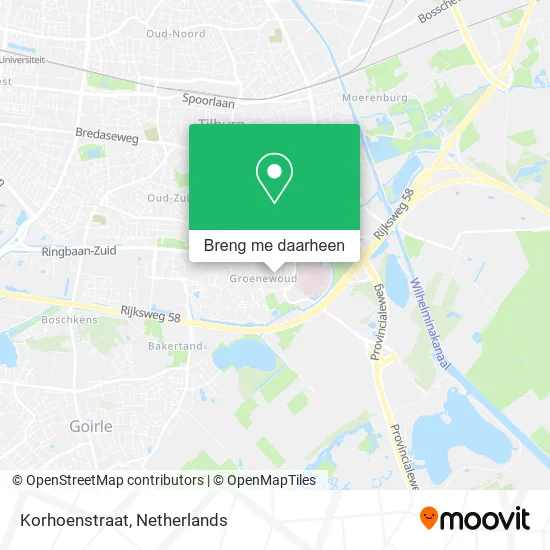 Korhoenstraat kaart