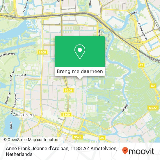 Anne Frank Jeanne d'Arclaan, 1183 AZ Amstelveen kaart