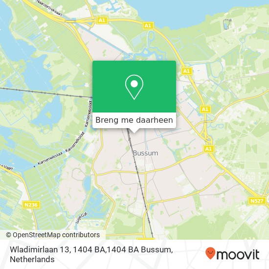 Wladimirlaan 13, 1404 BA,1404 BA Bussum kaart