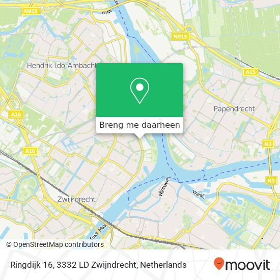 Ringdijk 16, 3332 LD Zwijndrecht kaart