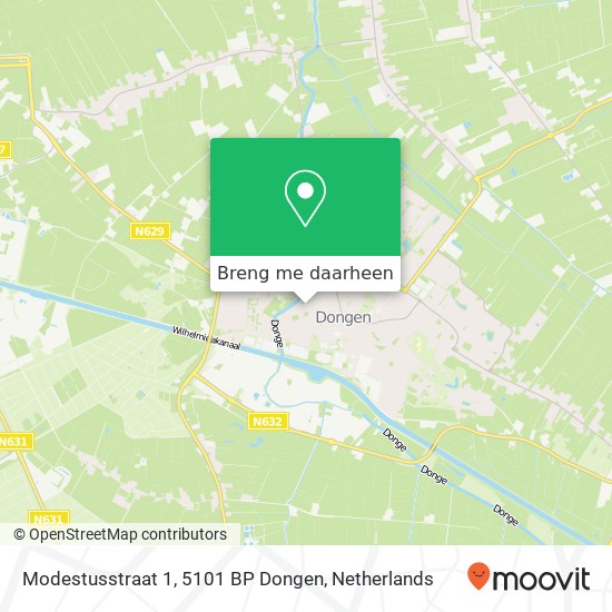 Modestusstraat 1, 5101 BP Dongen kaart