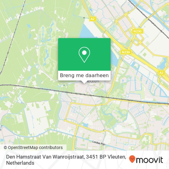 Den Hamstraat Van Wanroijstraat, 3451 BP Vleuten kaart