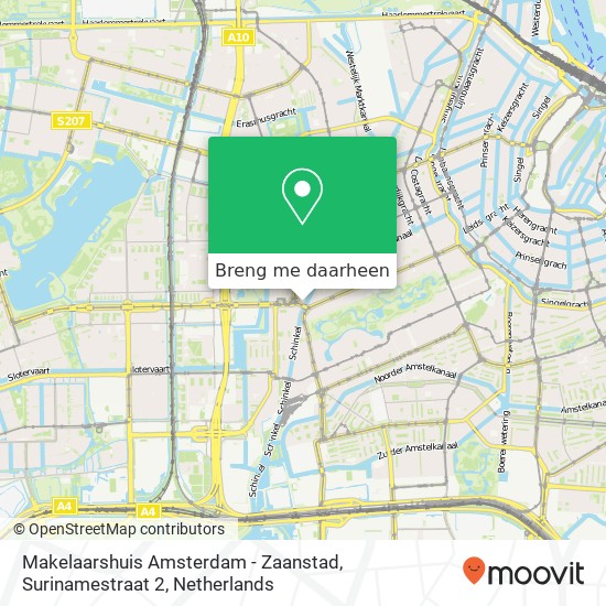 Makelaarshuis Amsterdam - Zaanstad, Surinamestraat 2 kaart