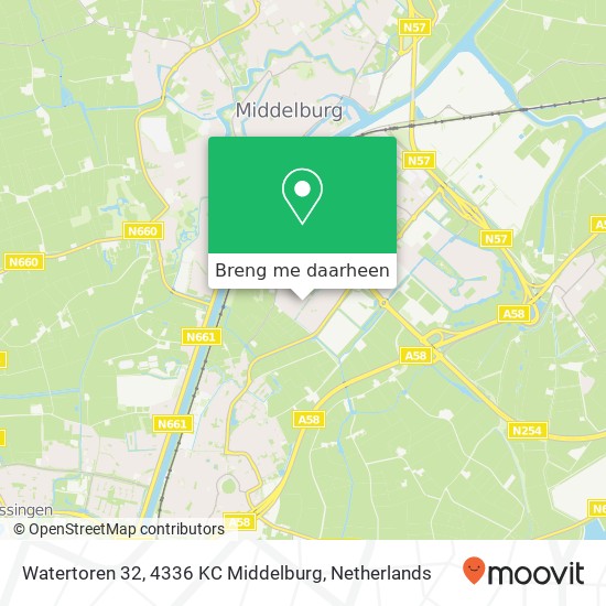 Watertoren 32, 4336 KC Middelburg kaart