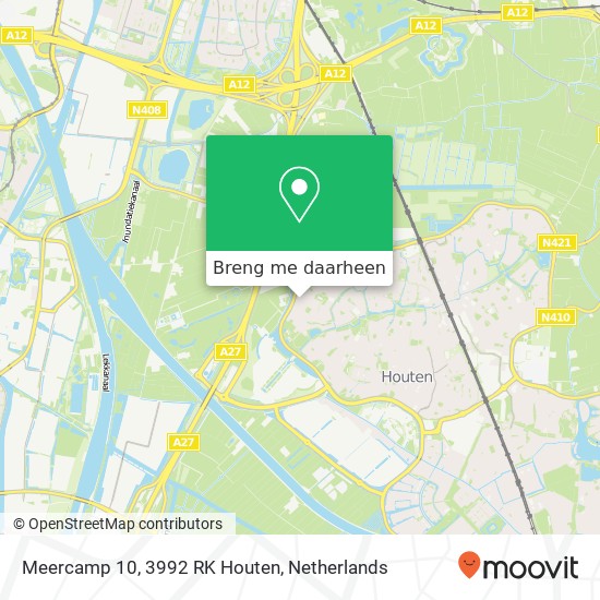 Meercamp 10, 3992 RK Houten kaart