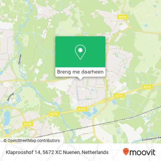 Klaprooshof 14, 5672 XC Nuenen kaart