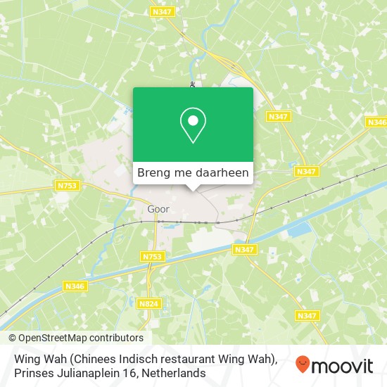 Wing Wah (Chinees Indisch restaurant Wing Wah), Prinses Julianaplein 16 kaart