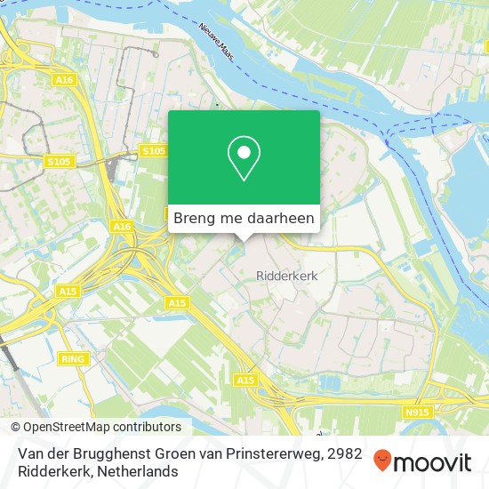 Van der Brugghenst Groen van Prinstererweg, 2982 Ridderkerk kaart