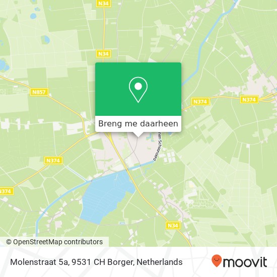 Molenstraat 5a, 9531 CH Borger kaart