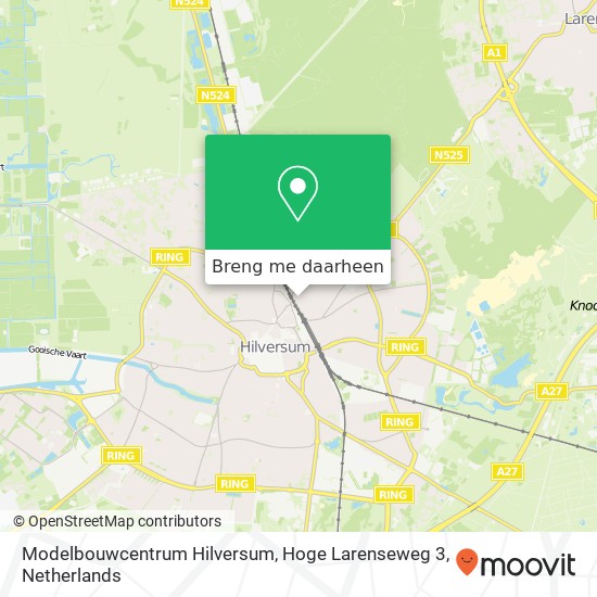 Modelbouwcentrum Hilversum, Hoge Larenseweg 3 kaart