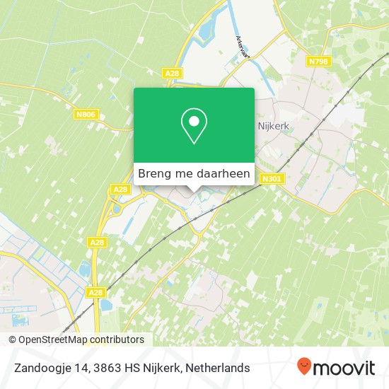 Zandoogje 14, 3863 HS Nijkerk kaart