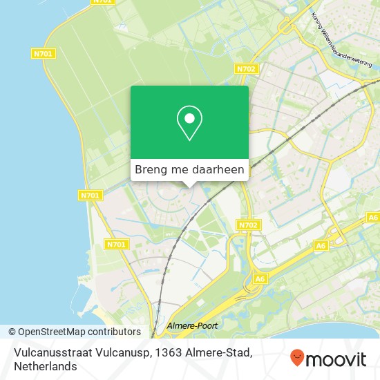 Vulcanusstraat Vulcanusp, 1363 Almere-Stad kaart